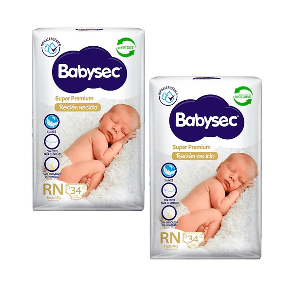 Pañal Babysec Super Premium RN - 68 Unidades