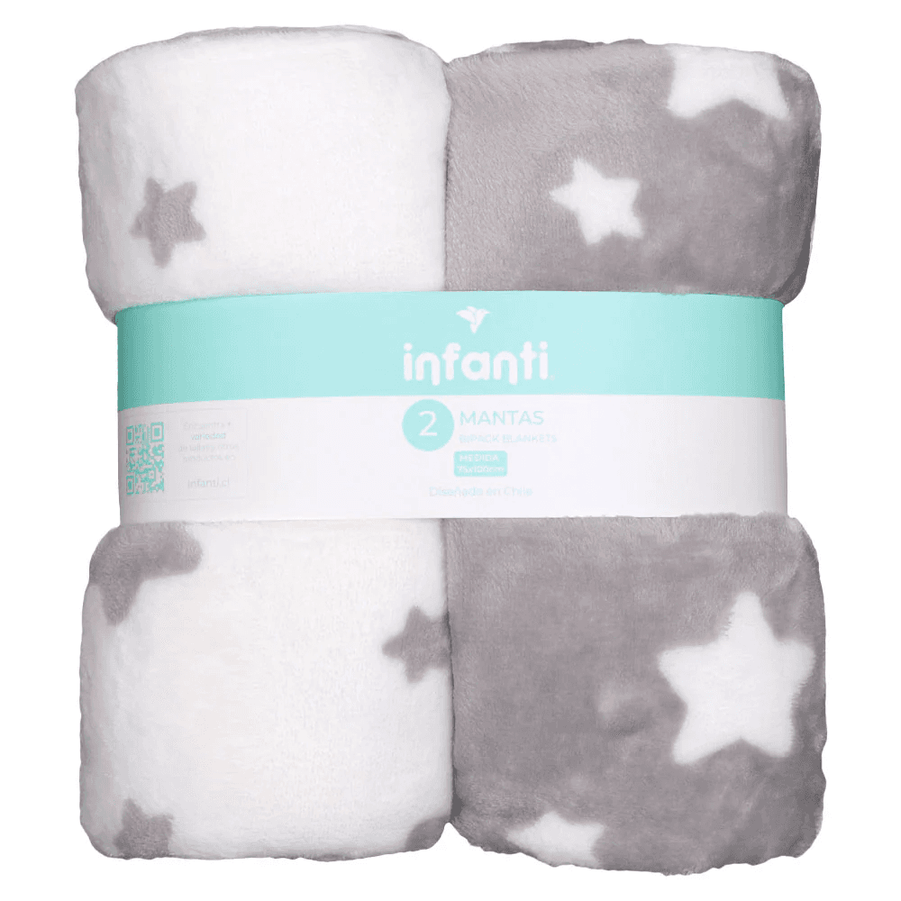 Pack 2 Mantas Unisex Gris Infanti