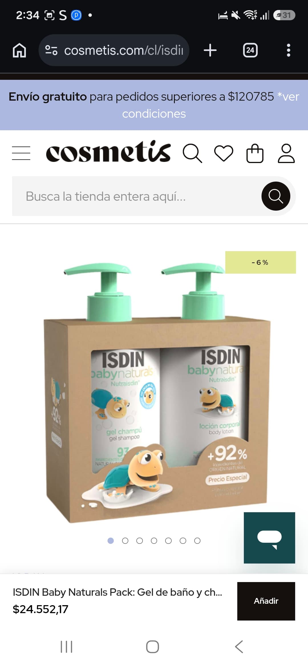 ISDIN Baby Naturals Pack: Gel de baño y champú para bebés 400 ml + Loción corporal hidratante 400 ml
