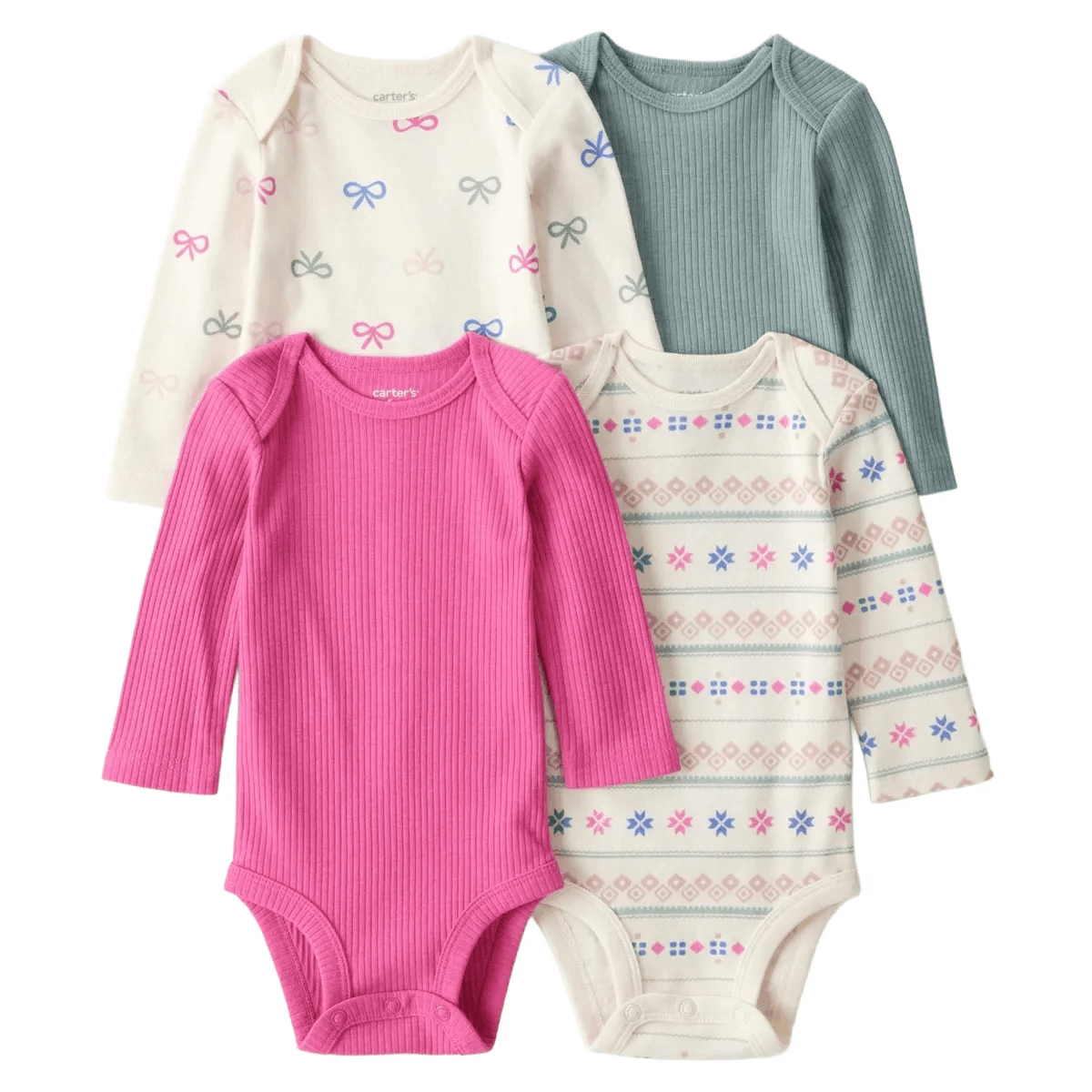 Pack 4 Bodys Estampados Algodón Bebé Niña Carter's