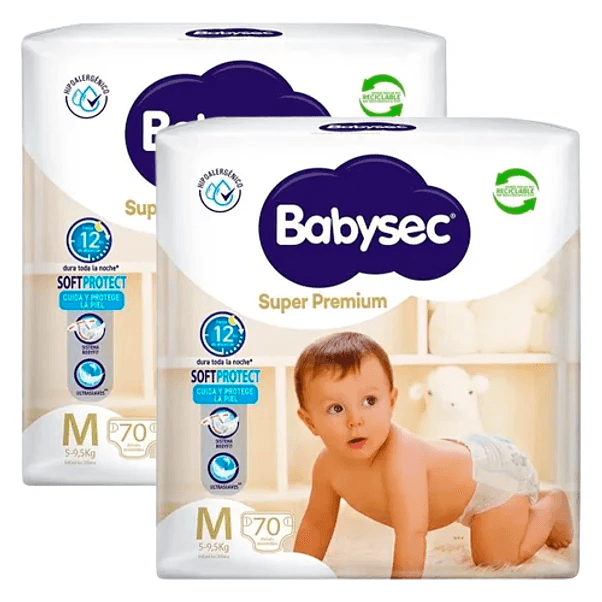 Pañal Babysec Super Premium M - 140 Unidades