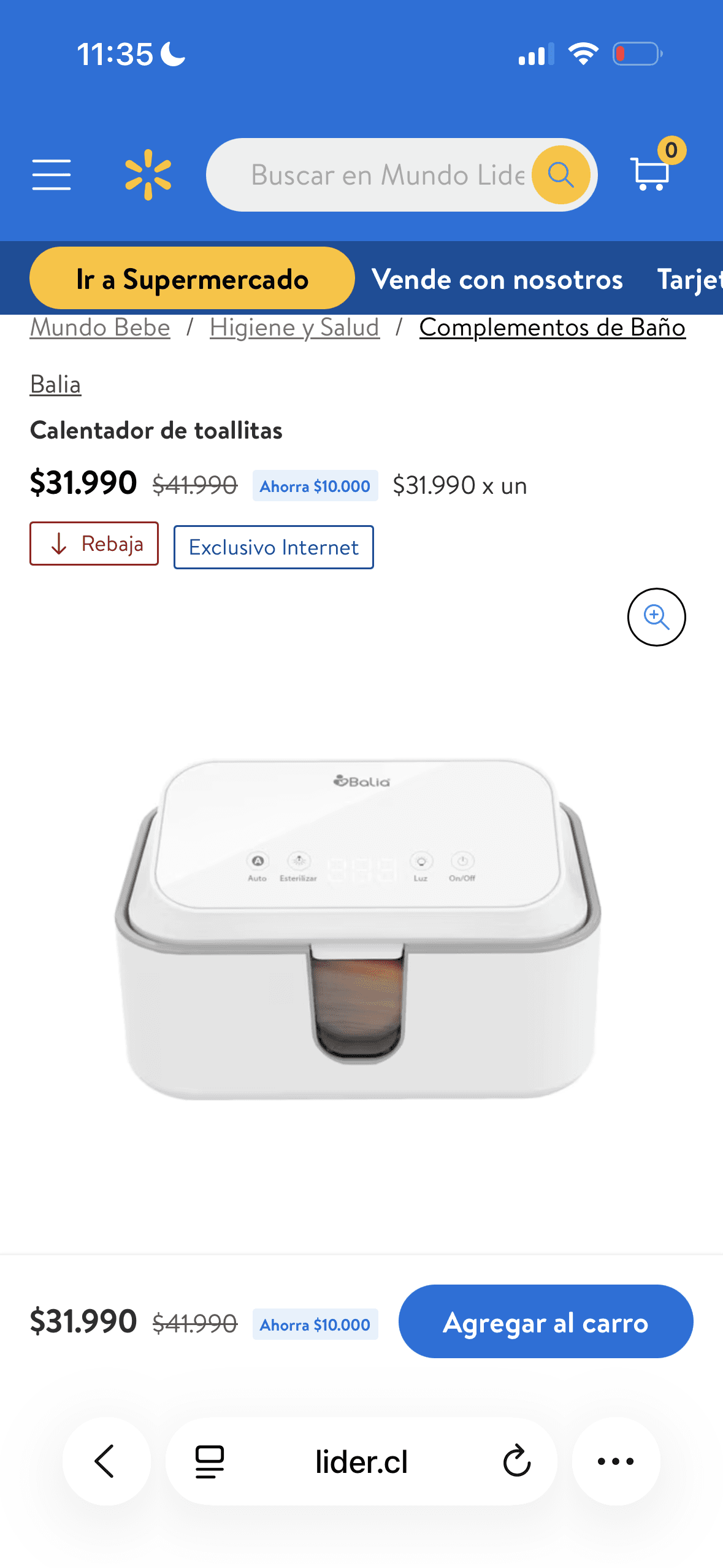 Calentador de toallitas