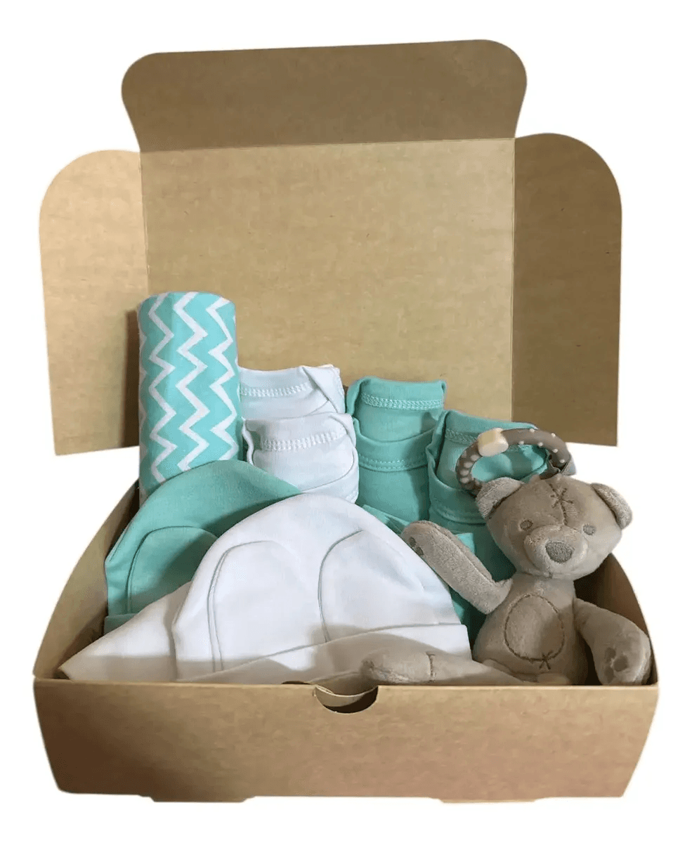 caja baby shower verde