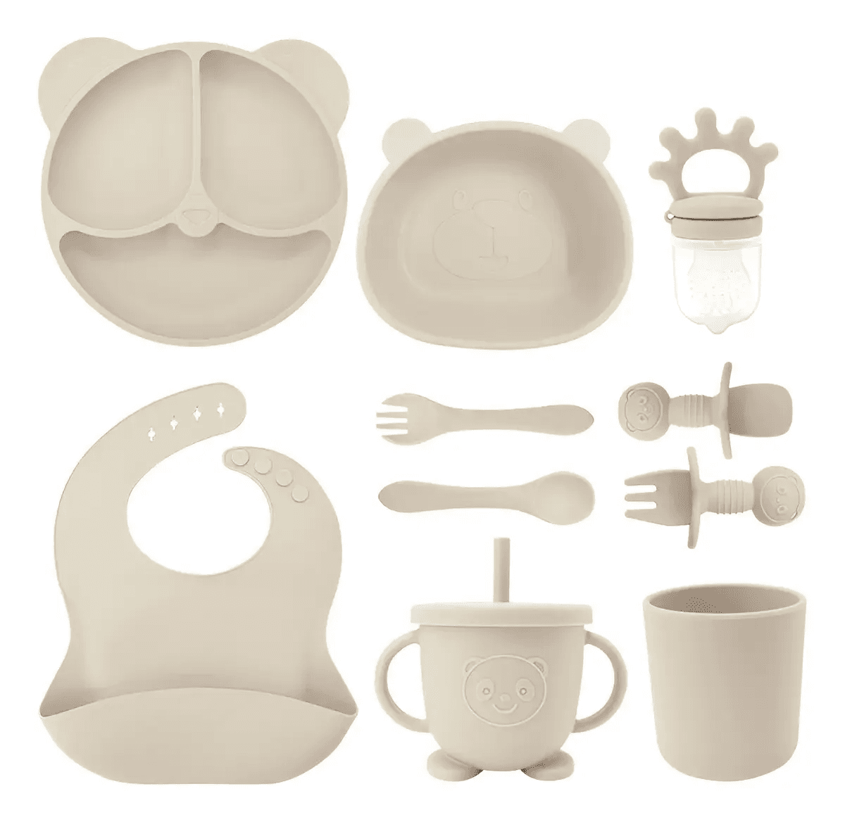 Set 10pcs Alimentación Silicona Dividida Con Ventosa Bebés