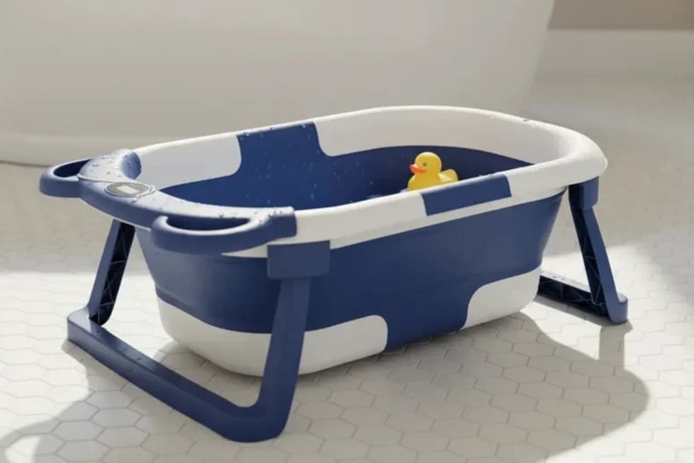 Bañera Plegable Smart Bear Viajes Bebe Azul con Termómetro