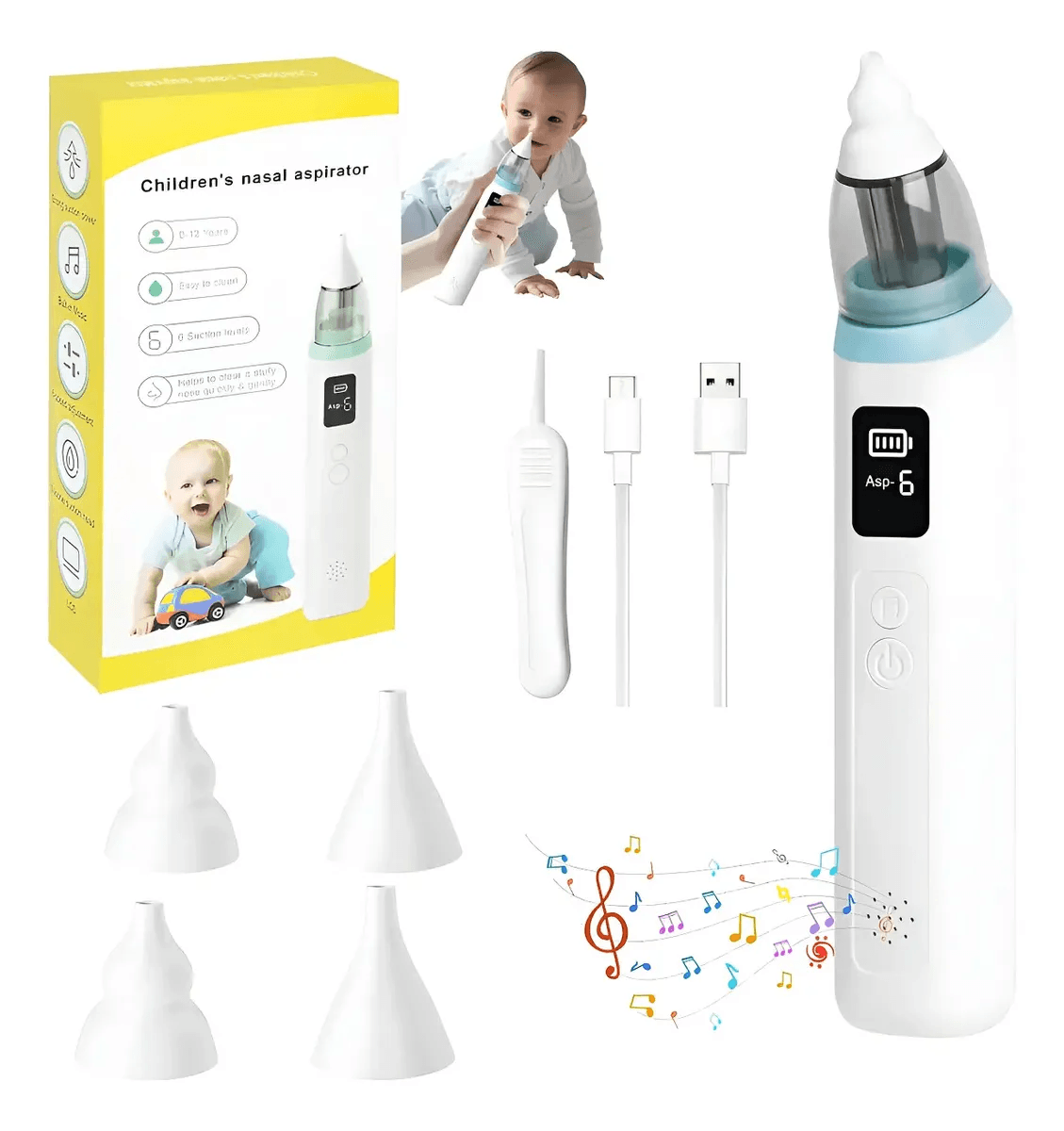 Aspirador Nasal De Remoción Moco Eléctrico Para Bebés