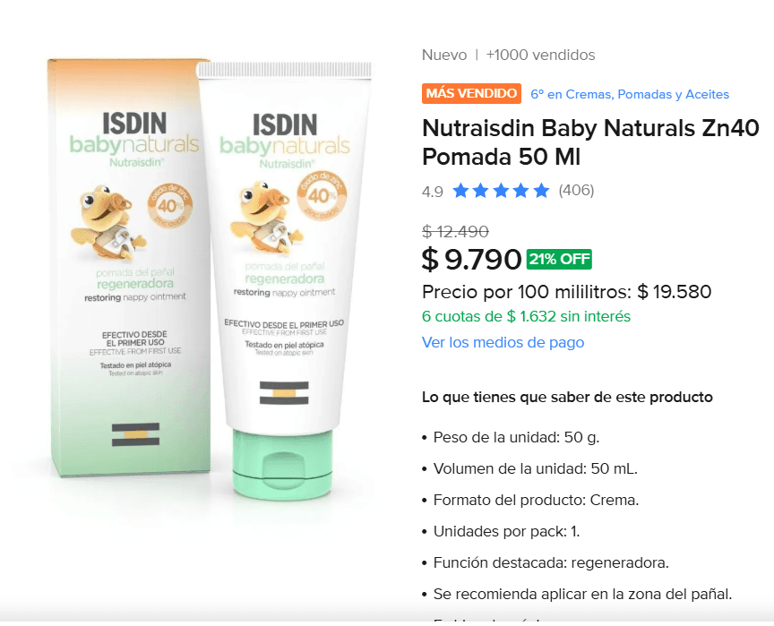 Crema pañal ISDIN