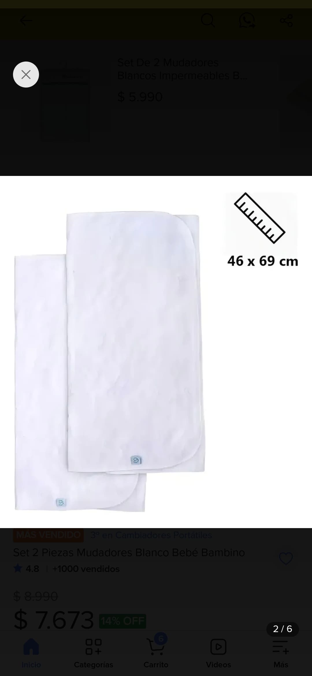 Set 2 Piezas Mudadores Blanco Bebé Bambino
