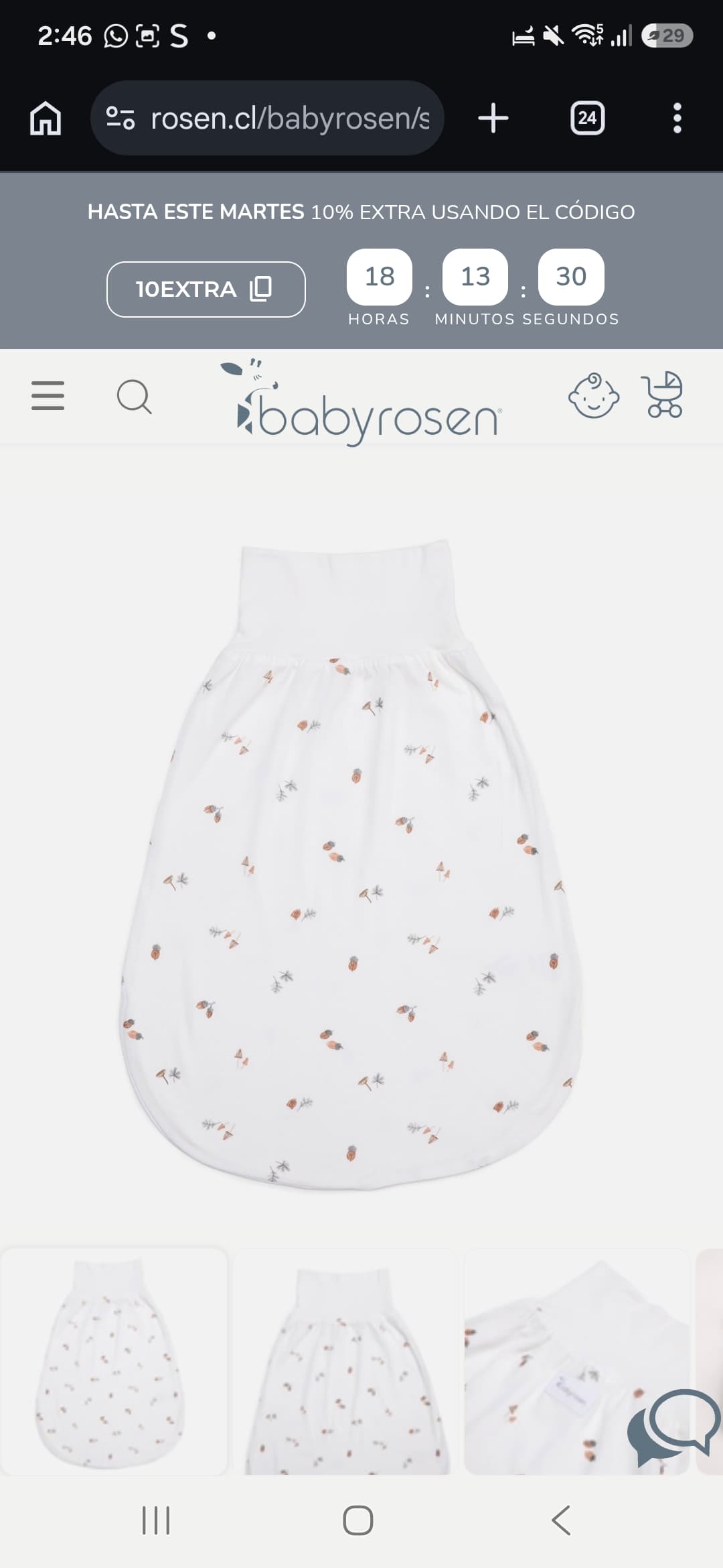 Saco De Dormir Romper Tencel Bellotas 0-5 Meses
