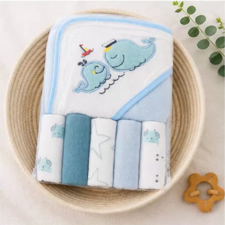 Set de Toalla de Ba o 5 toallas de mano Para Bebe Claro