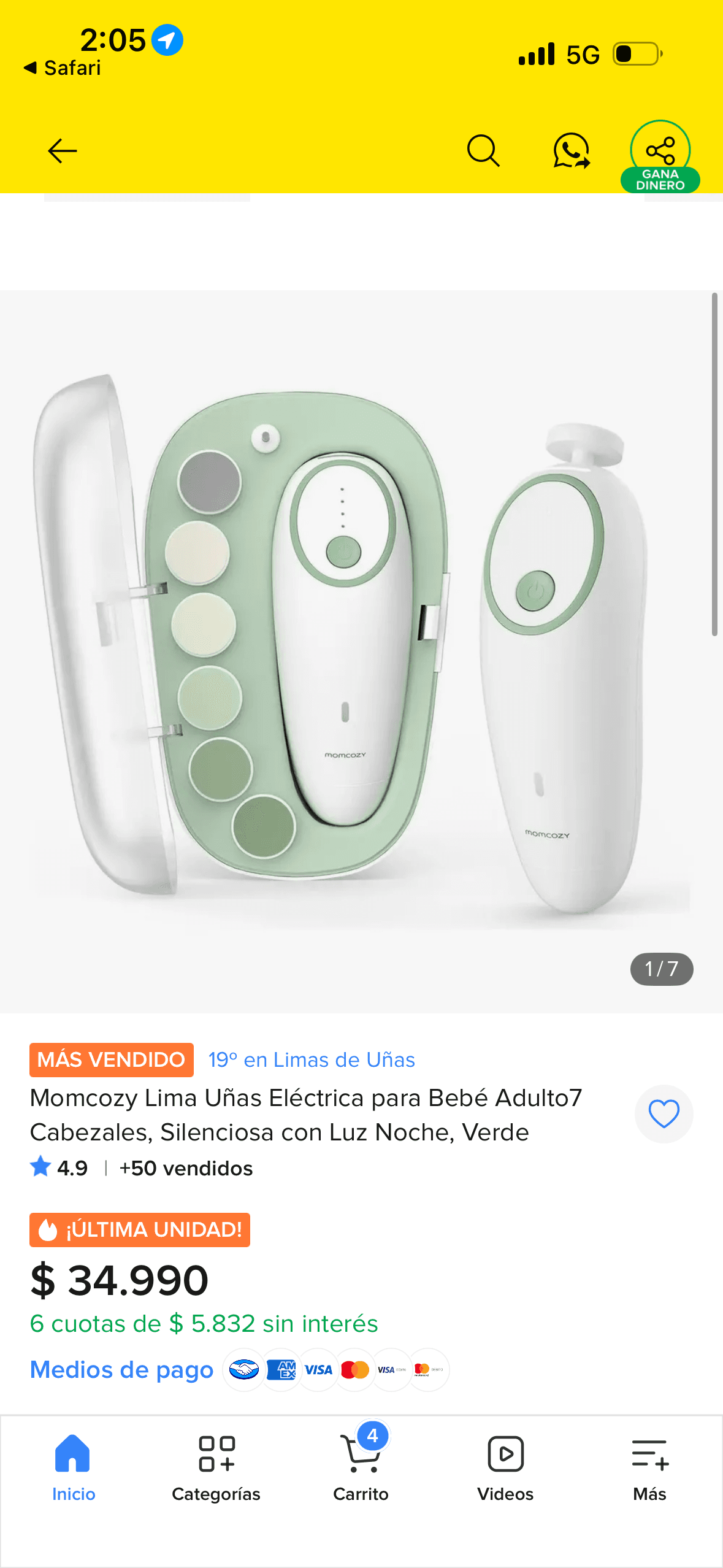 Limador uñas bebé