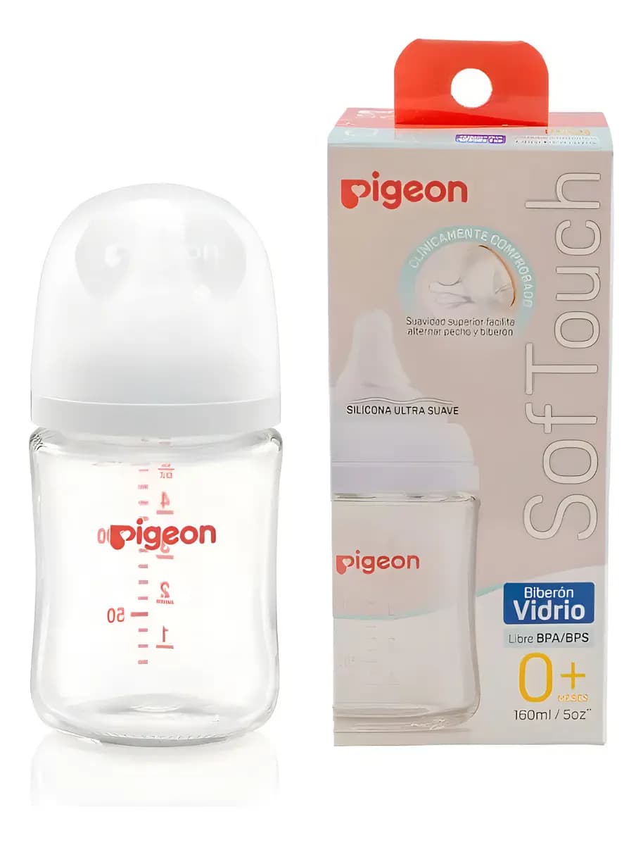 Biberón Pigeon Softouch Vidrio 160ml Anticólicos