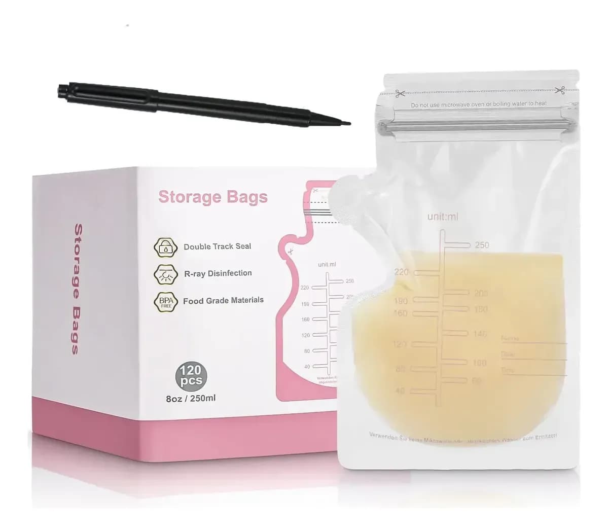 Pack 200 Bolsas Para Almacenar Leche Materna 250ml