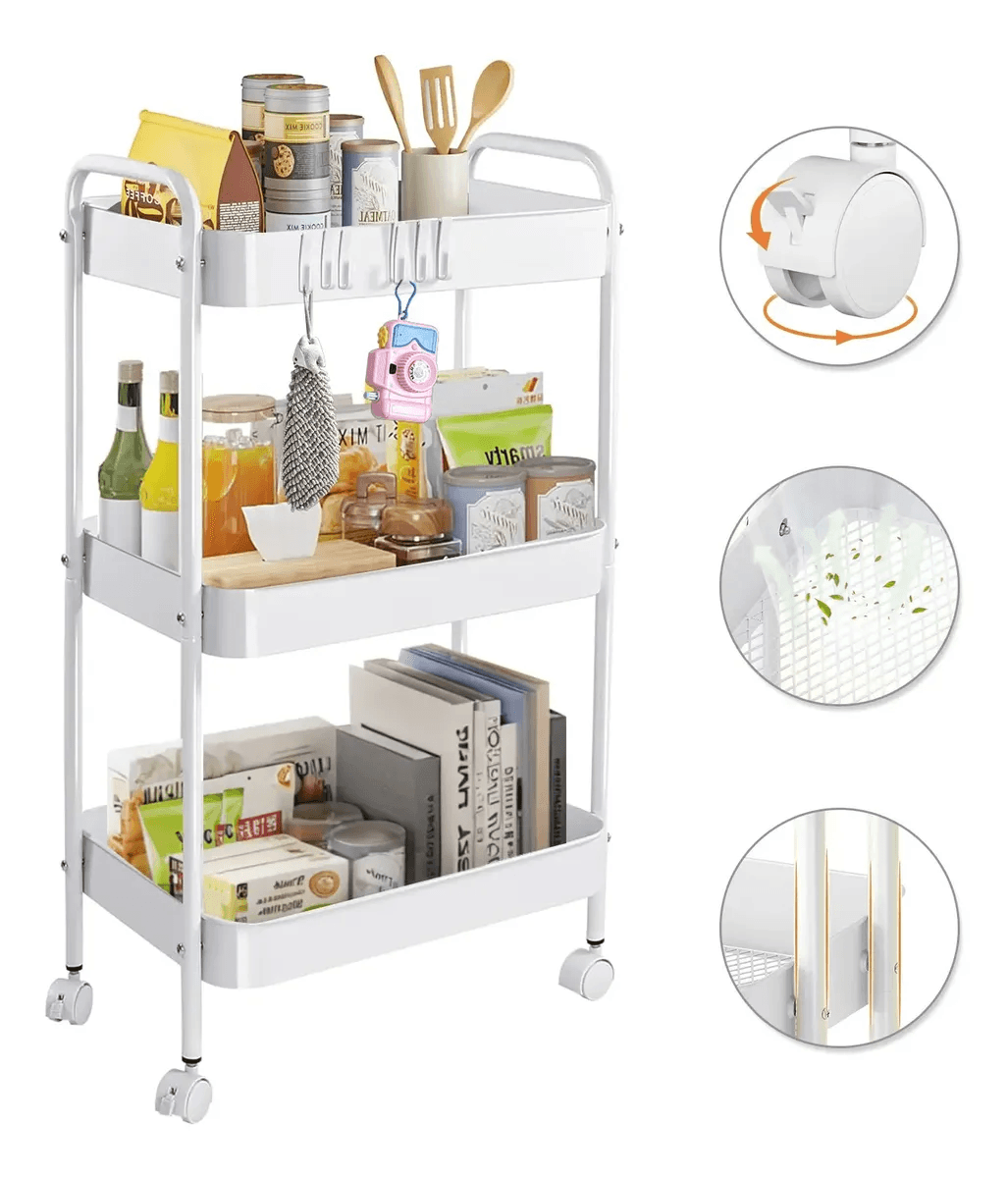 Carrito auxiliar metal blanco